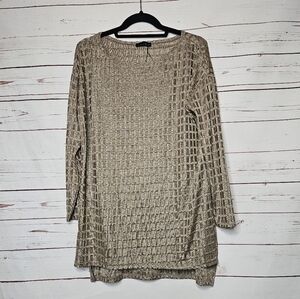 Zara Tan Metallic Textured Long Sleeve Tunic